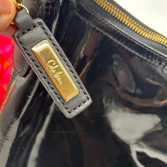 Cole Haan Elegant Black Patent Hobo Leather Women's Bag CH8402 - Picture 5 of 15